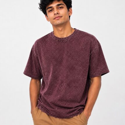 Maroon Acid wash T shirt