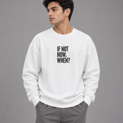 StitchyRich White Cotton Fleece Sweatshirt