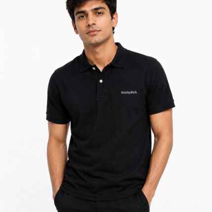 StitchyRich Men's Regular Fit Insignia Half Sleeve Polo T-Shirt | Cotton Rich | Premium Pique Weave