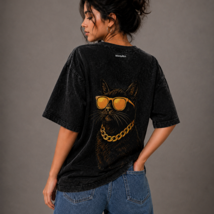 StitchyRich Black Pussy Oversized T-Shirt